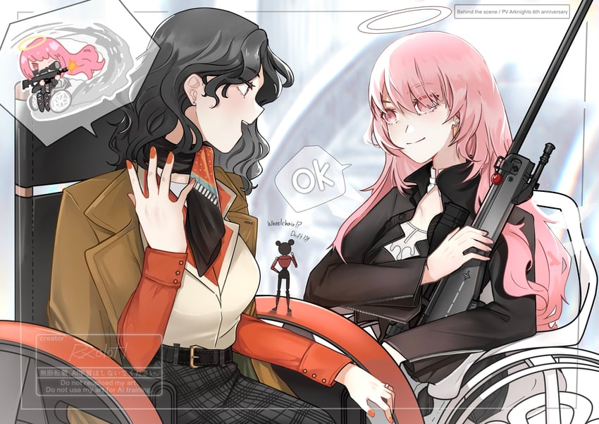lemuen and noire (arknights and 1 more) drawn by ratanan