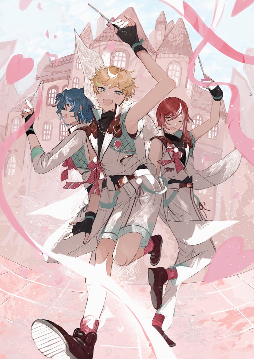 sakasaki natsume, harukawa sora, and aoba tsumugi (ensemble stars!) drawn by 22kolink