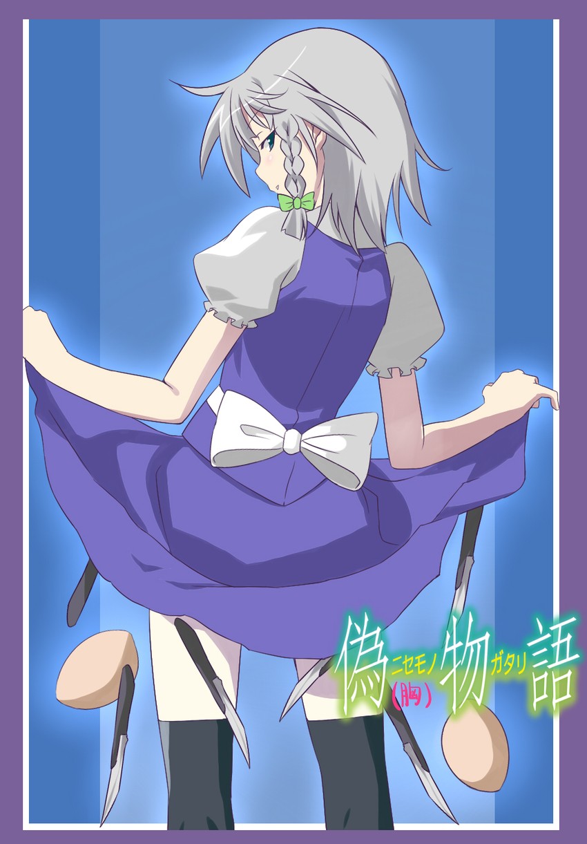 izayoi sakuya and senjougahara hitagi (touhou and 2 more) drawn by bekotarou