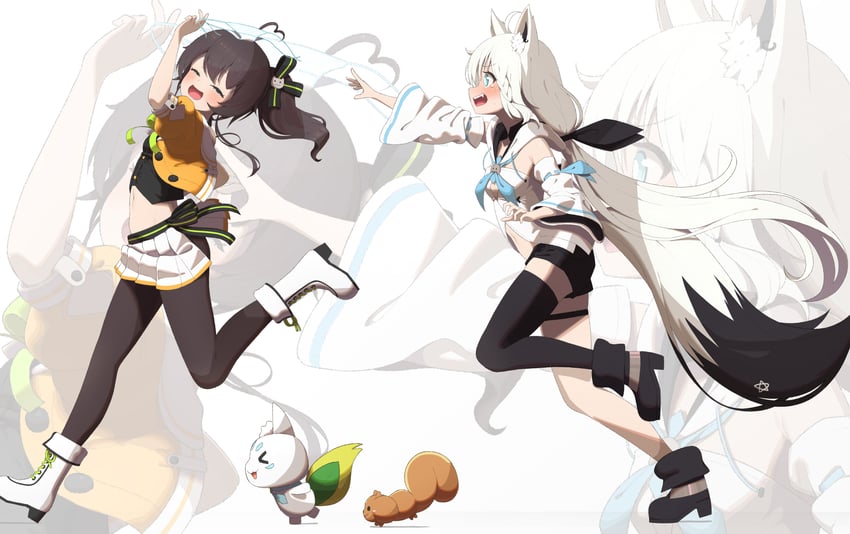 shirakami fubuki, natsuiro matsuri, sukonbu, and matsurisu (hololive) drawn by lunch_boxer