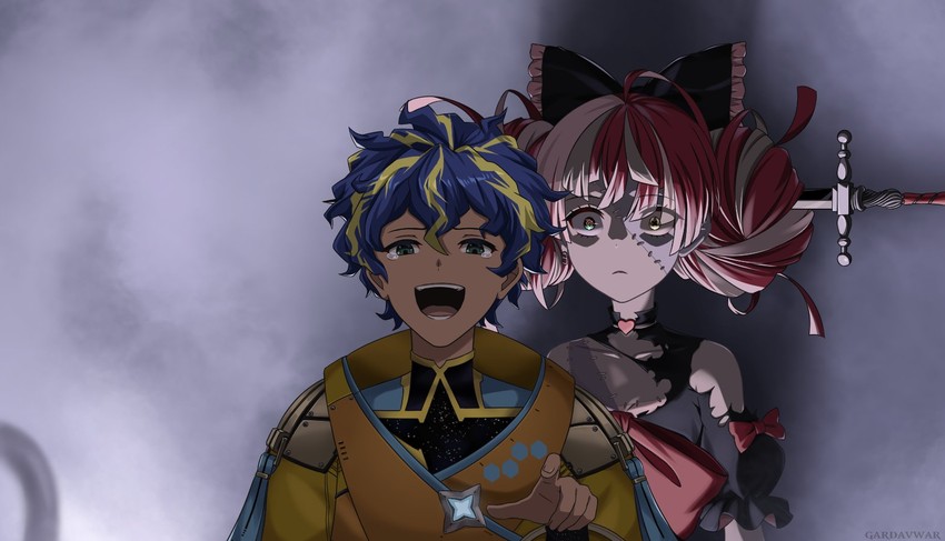 kureiji ollie and astel leda (hololive and 3 more) drawn by gardavwar