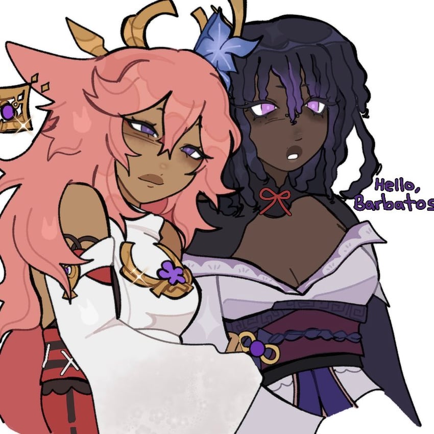 raiden shogun and yae miko (genshin impact) drawn by heaven_(blkventi)