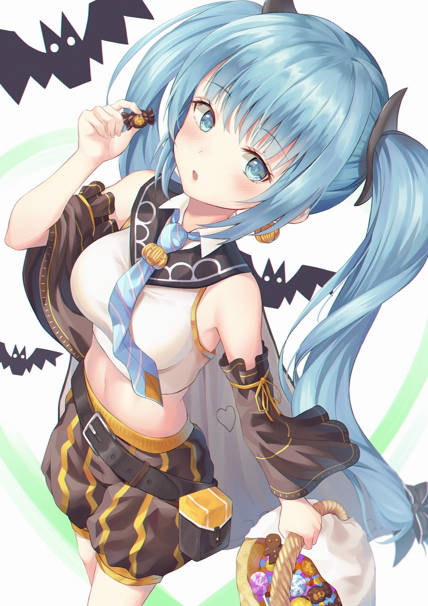 hatsune miku and trick or miku (vocaloid) drawn by hyonee
