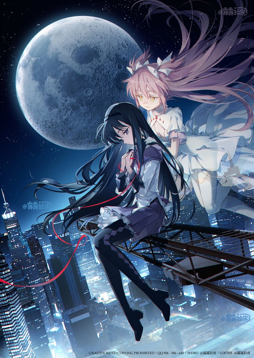 akemi homura, kaname madoka, and ultimate madoka (mahou shoujo madoka magica) drawn by nauxii