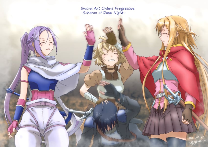 asuna, kirito, mito, and argo the rat (sword art online and 1 more) drawn by no-ppo