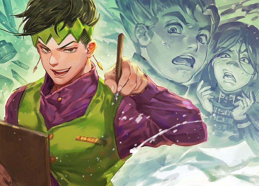 kishibe rohan, hirose koichi, and hazamada toshikazu (jojo no kimyou na bouken and 1 more) drawn by nojamman