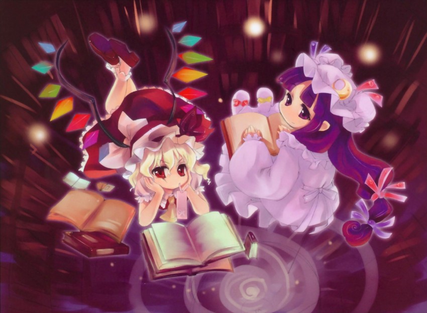 flandre scarlet and patchouli knowledge (touhou) drawn by cradle_(circle) and kuroya_shinobu