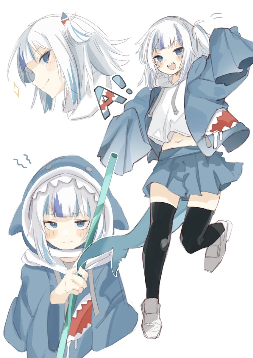 gawr gura (hololive and 1 more) drawn by tntl_nemui