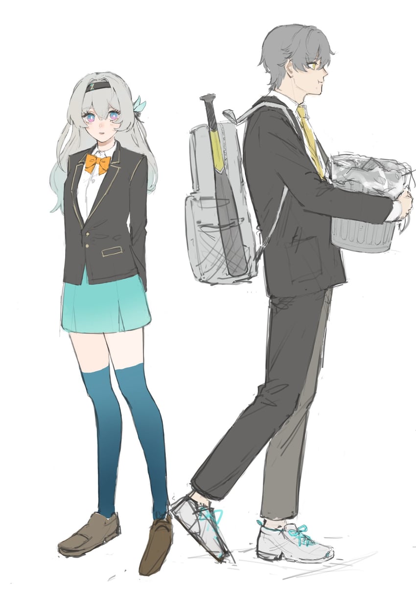 trailblazer, firefly, and caelus (honkai and 1 more) drawn by fuyuko_dona