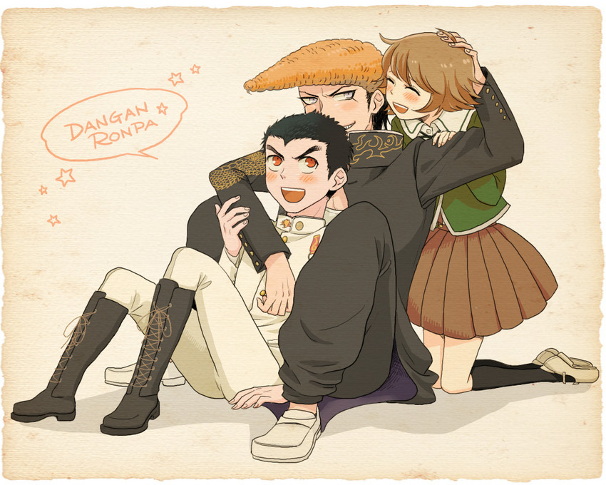 fujisaki chihiro, ishimaru kiyotaka, and owada mondo (danganronpa and 1 more) drawn by shimonette