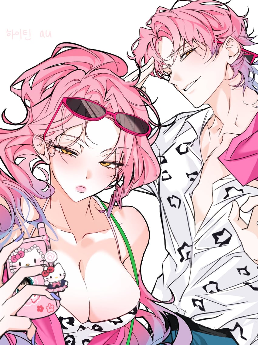 mizi and hello kitty (sanrio and 2 more) drawn by nyugi0v0