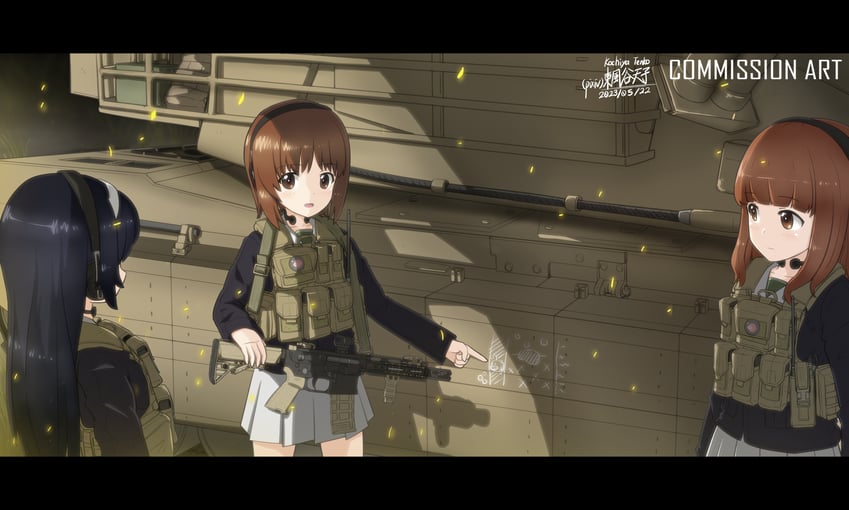 nishizumi miho, takebe saori, and reizei mako (girls und panzer and 2 more) drawn by kochiya_tenko
