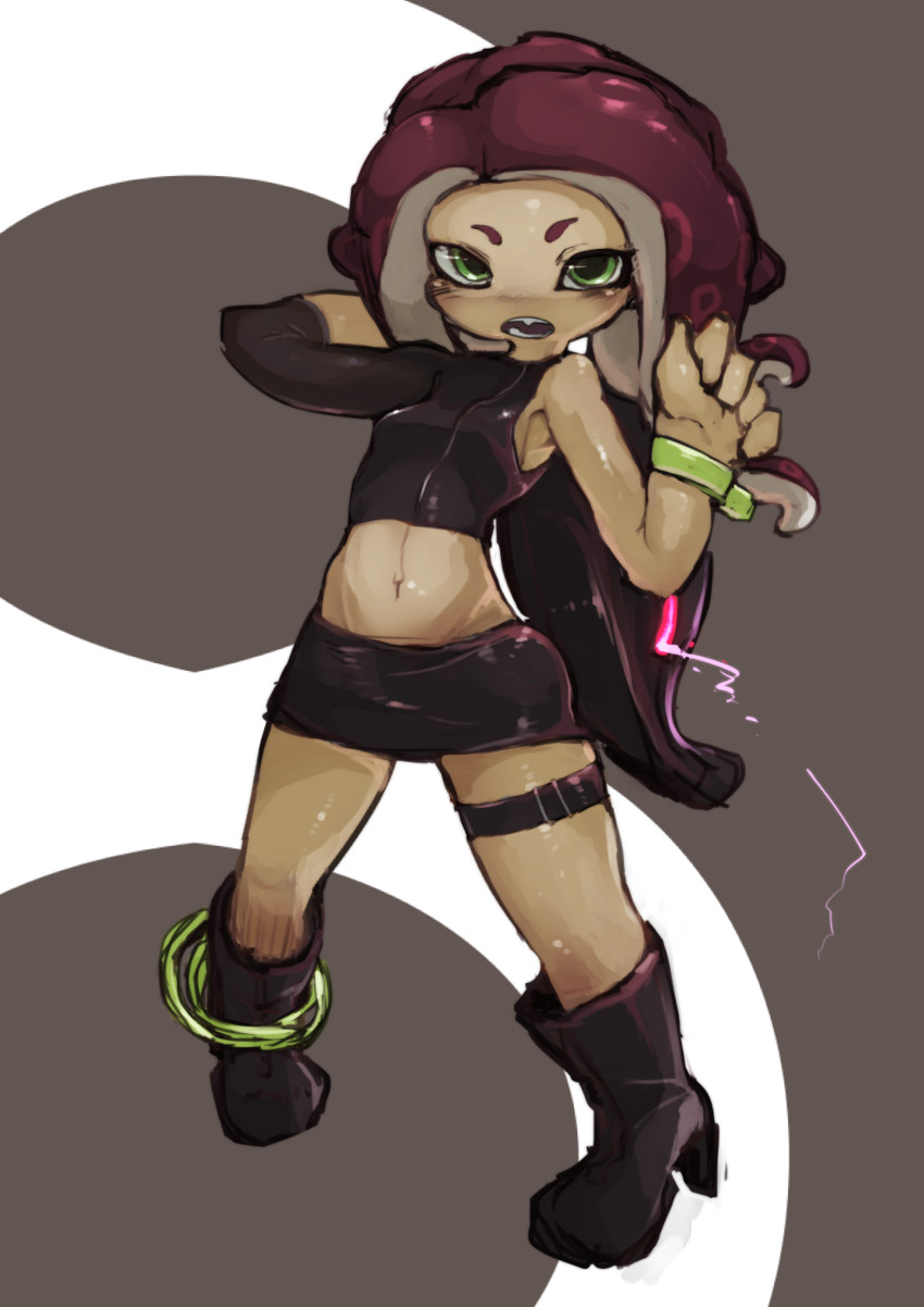 octoling player character, octoling girl, and agent 8 (splatoon and 2 more) drawn by yeti_(mu_kaiten)