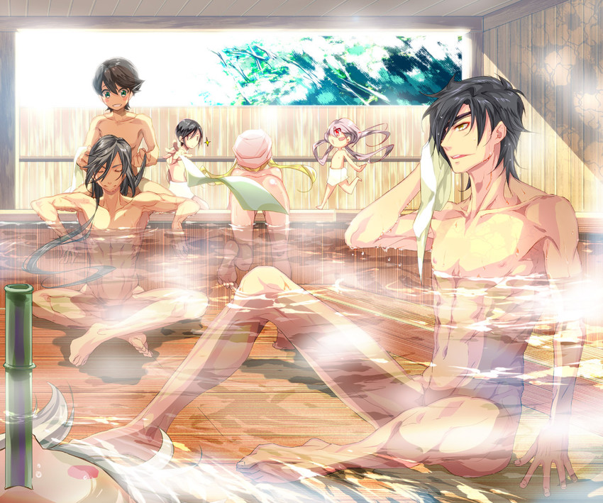 midare toushirou, izumi-no-kami kanesada, horikawa kunihiro, yagen toushirou, shokudaikiri mitsutada, and 1 more (touken ranbu) drawn by happy_lighten