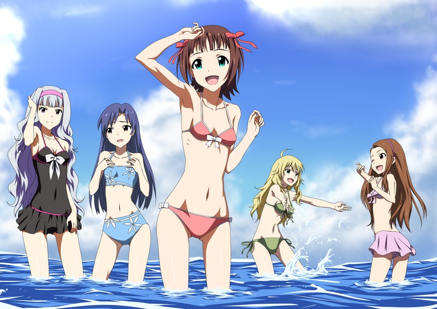 hoshii miki, kisaragi chihaya, amami haruka, shijou takane, and minase iori (idolmaster) drawn by iyakun