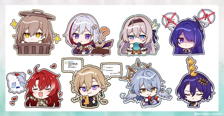 trailblazer, firefly, stelle, acheron, aventurine, and 7 more (honkai and 1 more) drawn by pochimaru_(marumaru_wanwan)