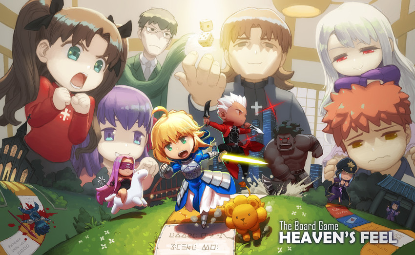 artoria pendragon, saber, tohsaka rin, illyasviel von einzbern, emiya shirou, and 7 more (fate and 2 more) drawn by loped