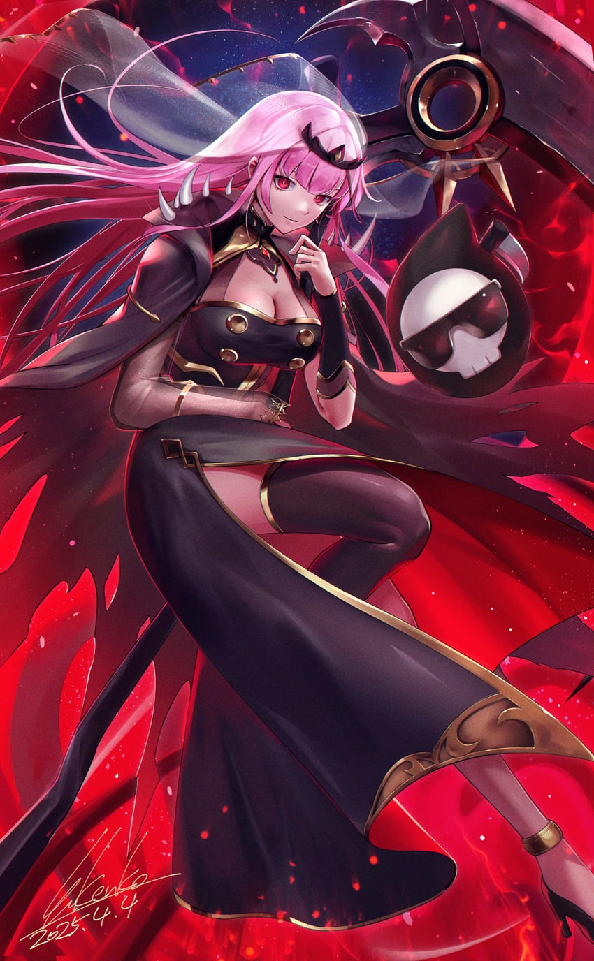 mori calliope and death-sensei (hololive and 1 more) drawn by kenko_(a143016)