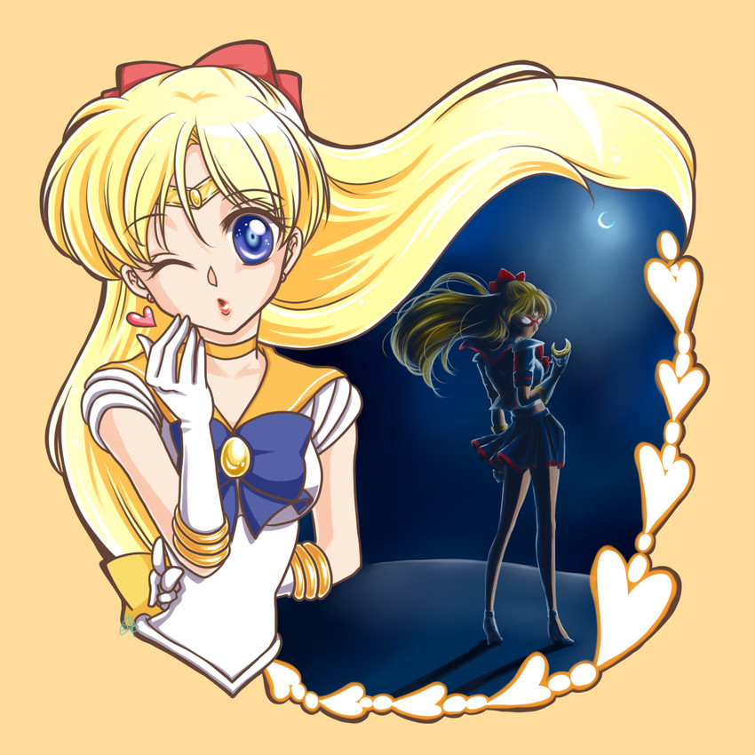 aino minako, sailor venus, and sailor v (bishoujo senshi sailor moon and 1 more) drawn by seiji_(hanjuku_pancake)