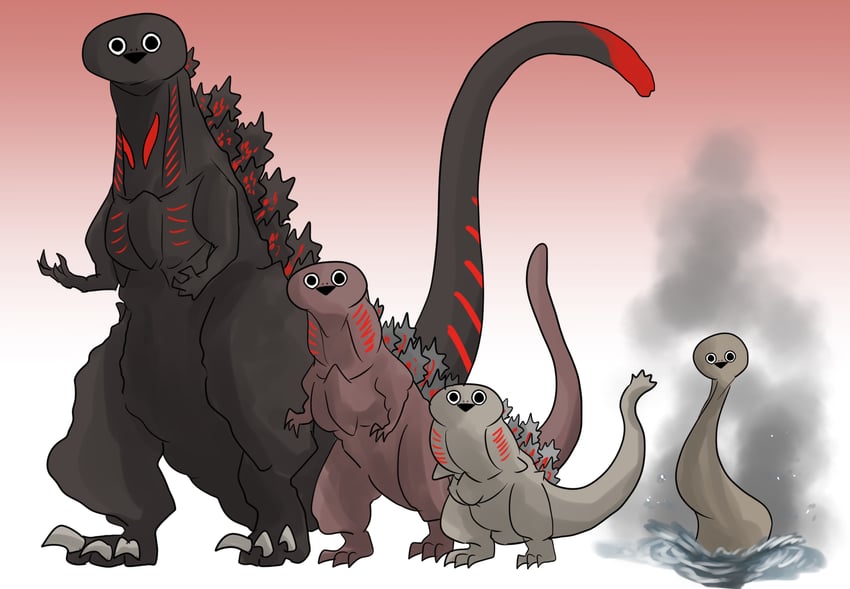 godzilla, monster in kamata, monster in shinagawa, and shin godzilla's first form (godzilla and 1 more) drawn by ibuki_(tulta_icon)