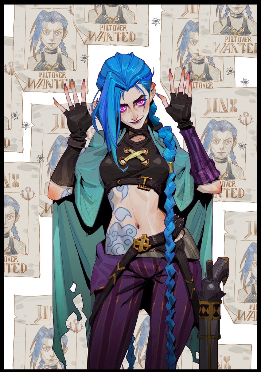 jinx and arcane jinx (league of legends and 1 more) drawn by imbianzi