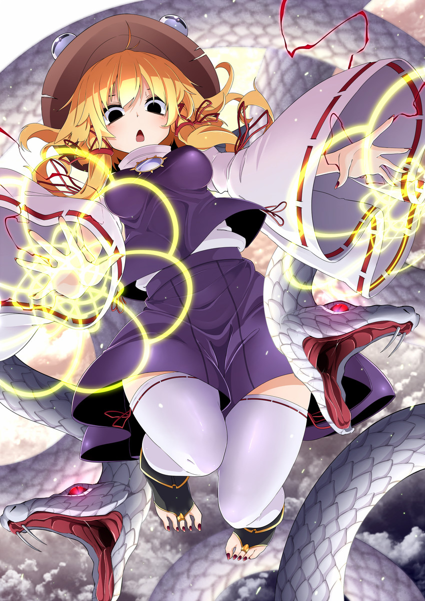 moriya suwako and mishaguji (touhou) drawn by rihito_(usazukin)