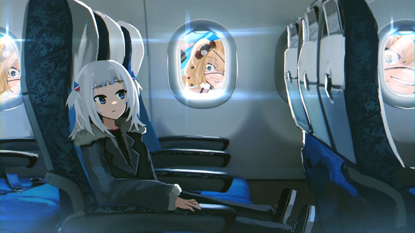 gawr gura and akai haato (hololive and 1 more) drawn by advarcher