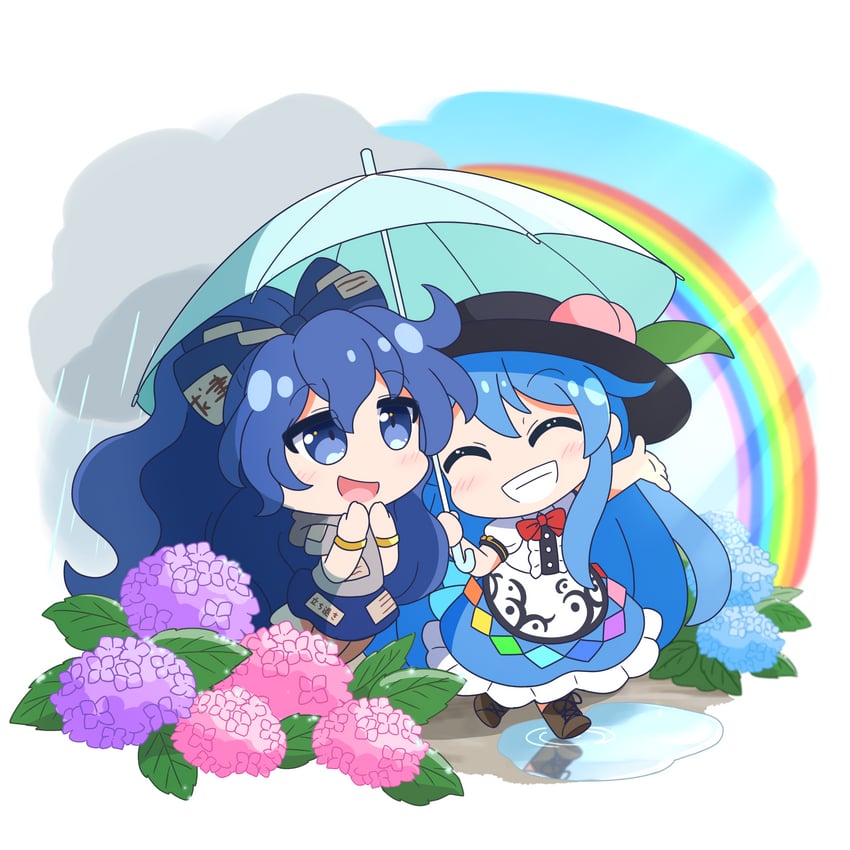 hinanawi tenshi and yorigami shion (touhou) drawn by rizleting