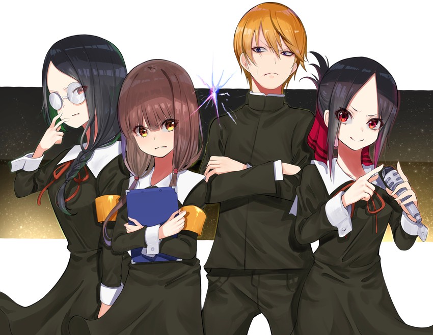 shinomiya kaguya, iino miko, shirogane miyuki, and osaragi kobachi (kaguya-sama wa kokurasetai ~tensai-tachi no renai zunousen~) drawn by r_(ryo)