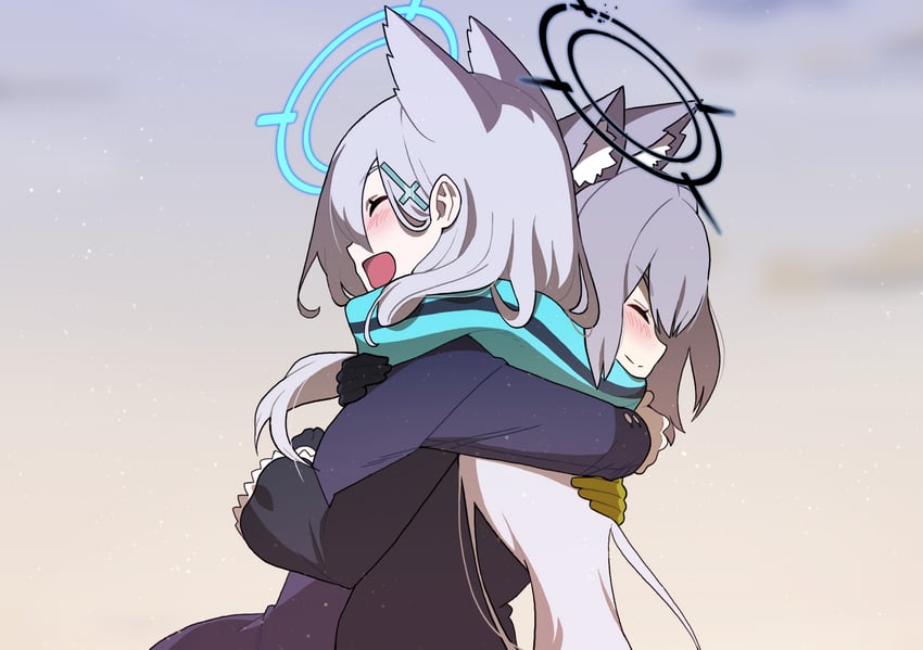shiroko and shiroko terror (blue archive) drawn by sleepywoodmac
