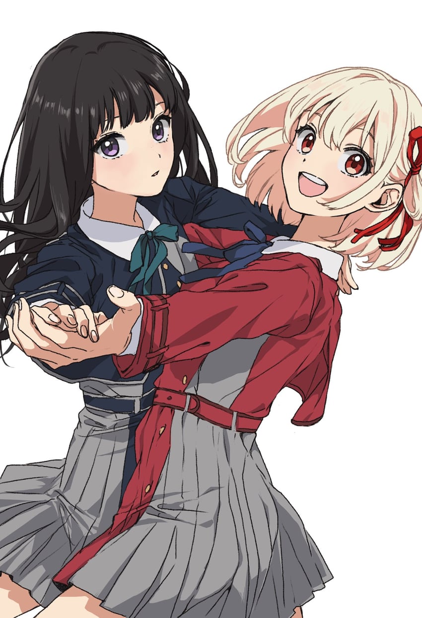 nishikigi chisato and inoue takina (lycoris recoil) drawn by isobeyou