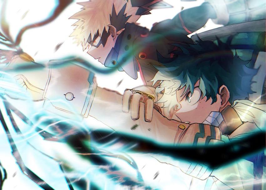 midoriya izuku and bakugou katsuki (boku no hero academia) drawn by uni_ssansyo