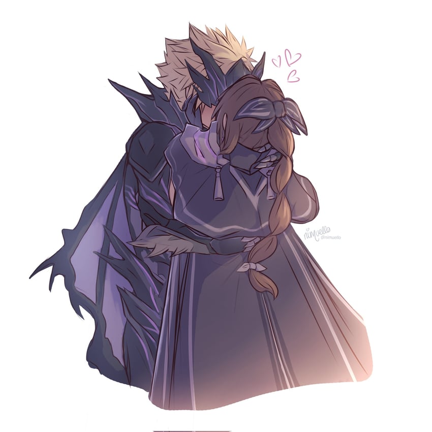 cloud strife and aerith gainsborough (final fantasy and 2 more) drawn by nimuello