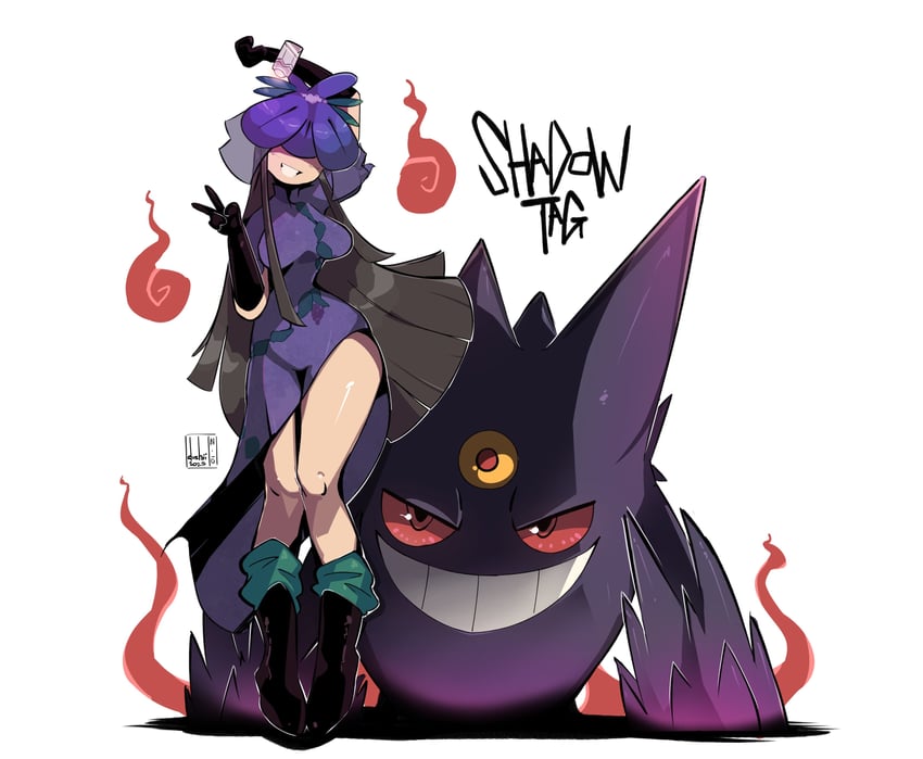 gengar, yomotsu hisami, and mega gengar (touhou and 1 more) drawn by dushiido
