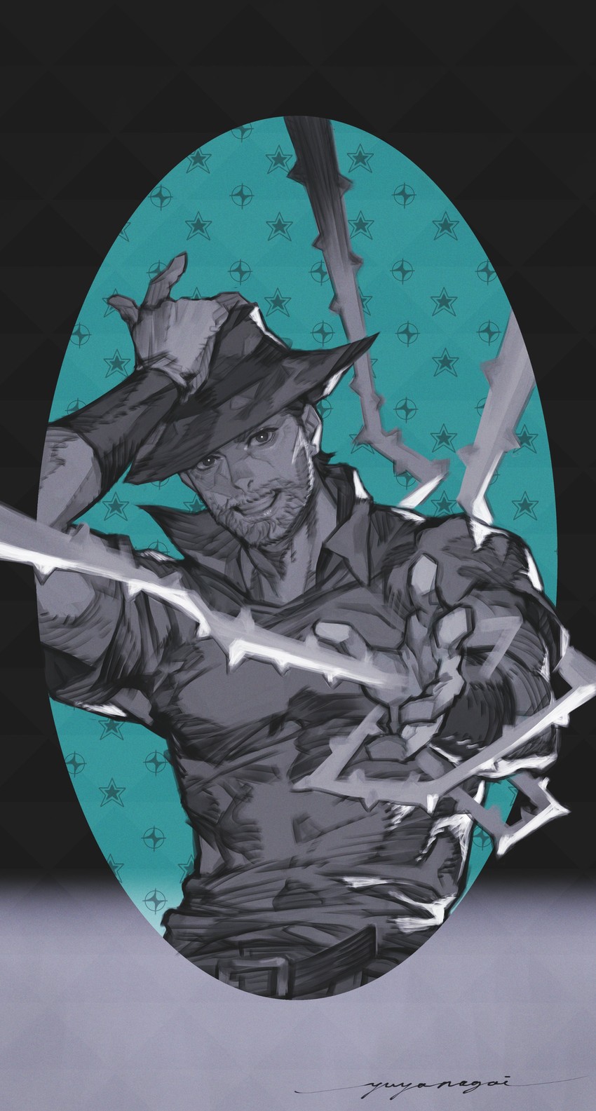 joseph joestar and hermit purple (jojo no kimyou na bouken and 1 more) drawn by v8