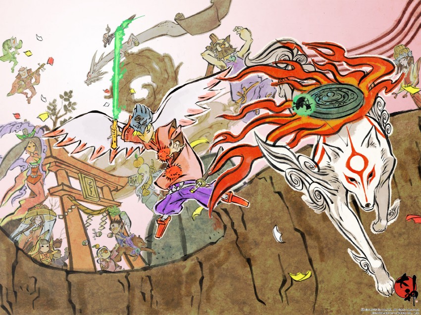 amaterasu, issun, ushiwakamaru, sakuya, kushinada, and 1 more (ookami)