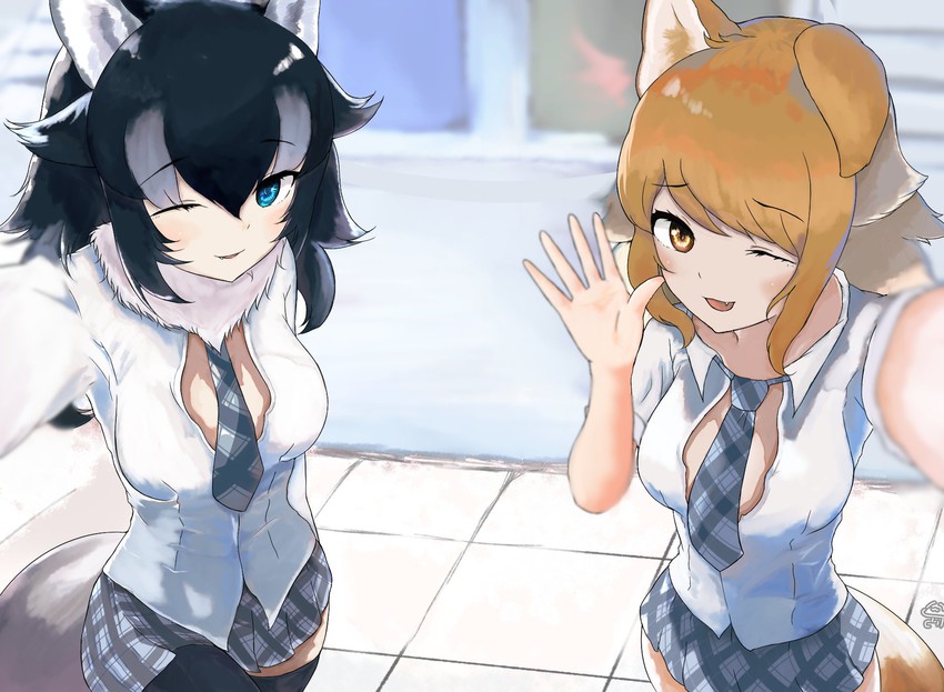 grey wolf and italian wolf (kemono friends) drawn by dnsdltkfkd