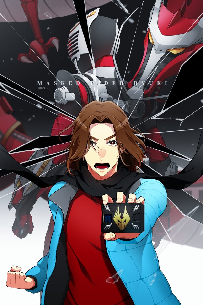 kamen rider ryuki, dragreder, and kido shinji (kamen rider and 1 more) drawn by tkmru