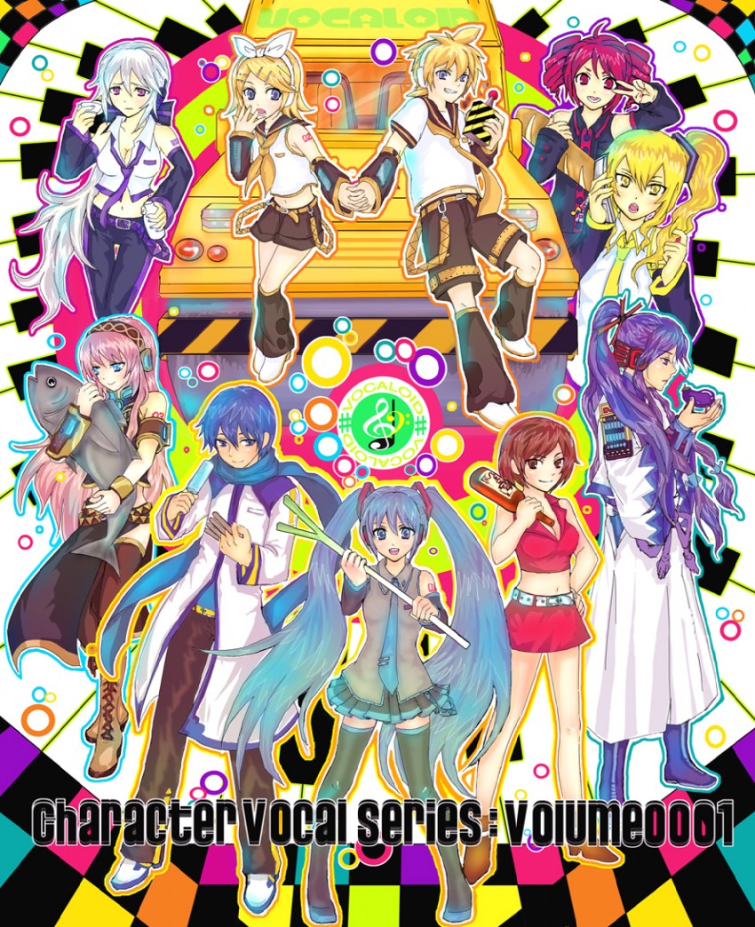 hatsune miku, kagamine rin, kagamine len, megurine luka, kasane teto, and 5 more (vocaloid and 1 more) drawn by yuiko_(eiko)