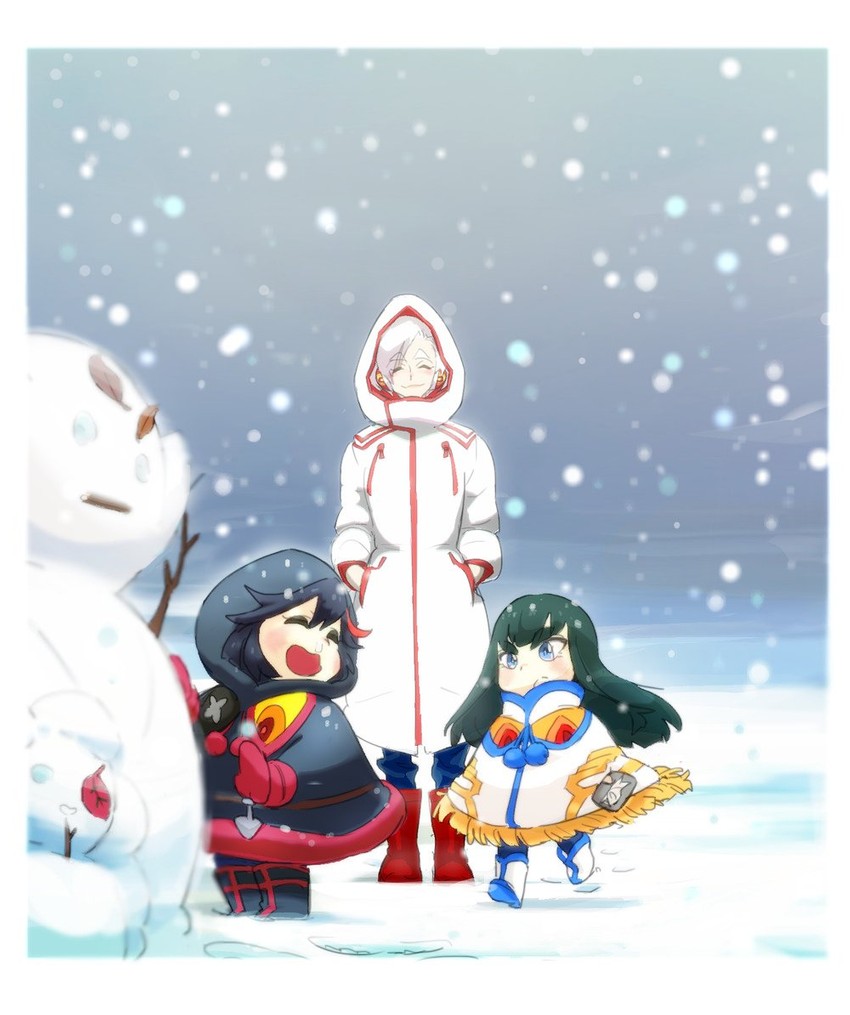 matoi ryuuko, senketsu, kiryuuin satsuki, junketsu, kiryuuin ragyou, and 1 more (kill la kill) drawn by gyosone