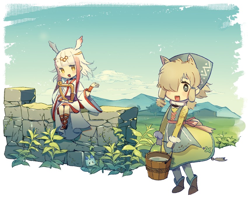 lucky beast, japanese crested ibis, and alpaca suri (kemono friends) drawn by araikickboxxx