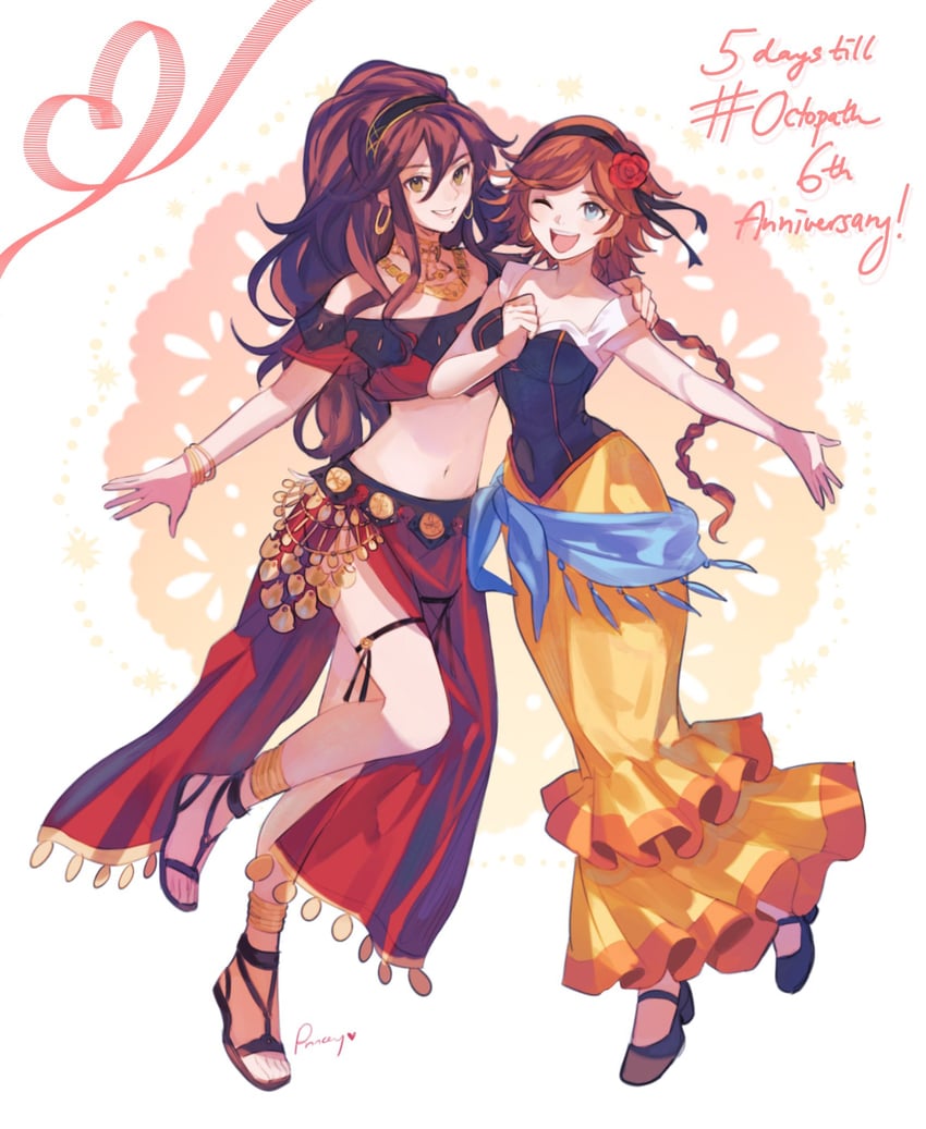 primrose azelhart and agnea bristarni (octopath traveler and 2 more) drawn by aubz