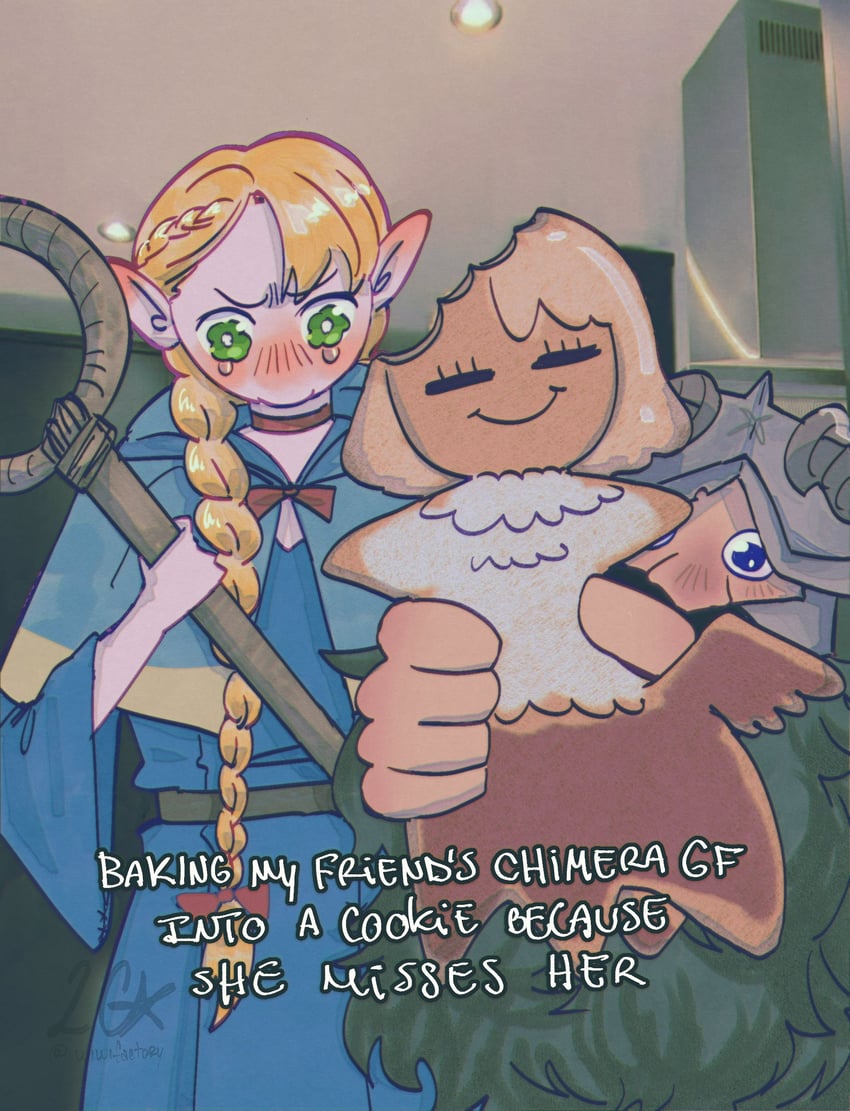 marcille donato, falin touden, and senshi (dungeon meshi) drawn by wiwifactory