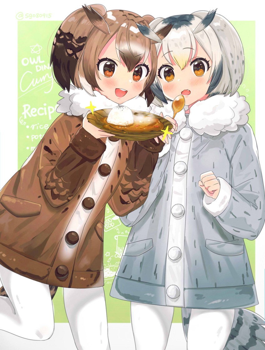 northern white-faced owl and eurasian eagle owl (kemono friends) drawn by wenquangua