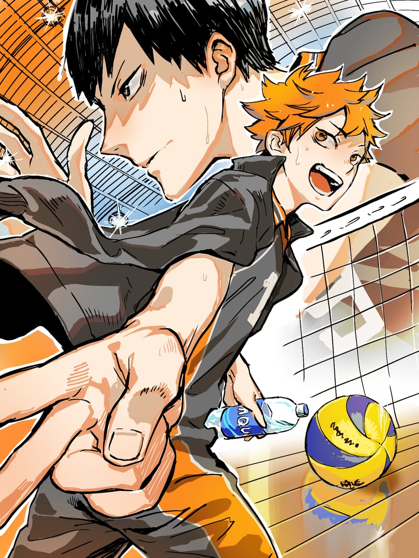hinata shouyou and kageyama tobio (haikyuu!!) drawn by 830_(hamio)