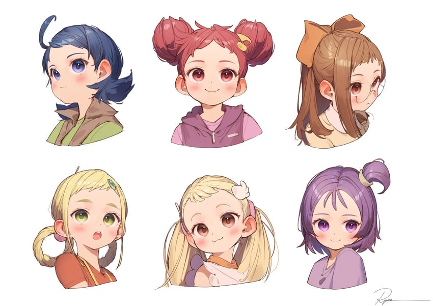 harukaze doremi, segawa onpu, fujiwara hazuki, senoo aiko, makihatayama hana, and 1 more (ojamajo doremi) drawn by ryota_(ry_o_ta)