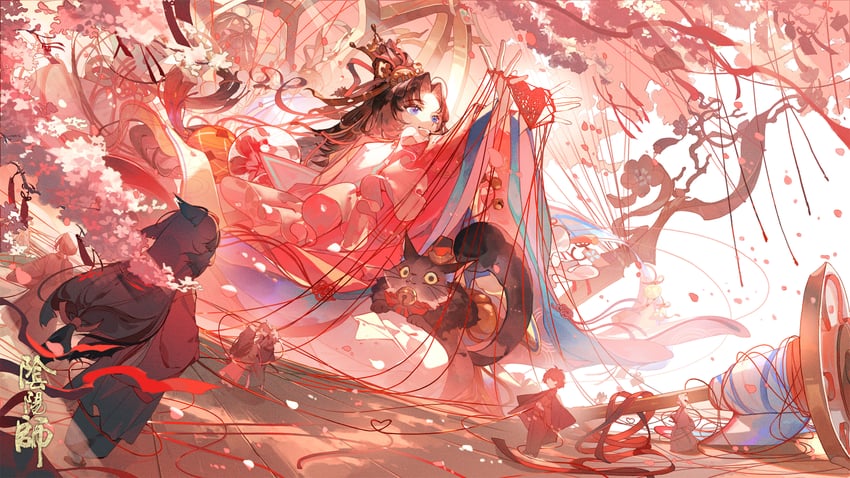 enmusubi no kami and negai tsumugi enmusubi no kami (onmyoji) drawn by rindo_karasuba