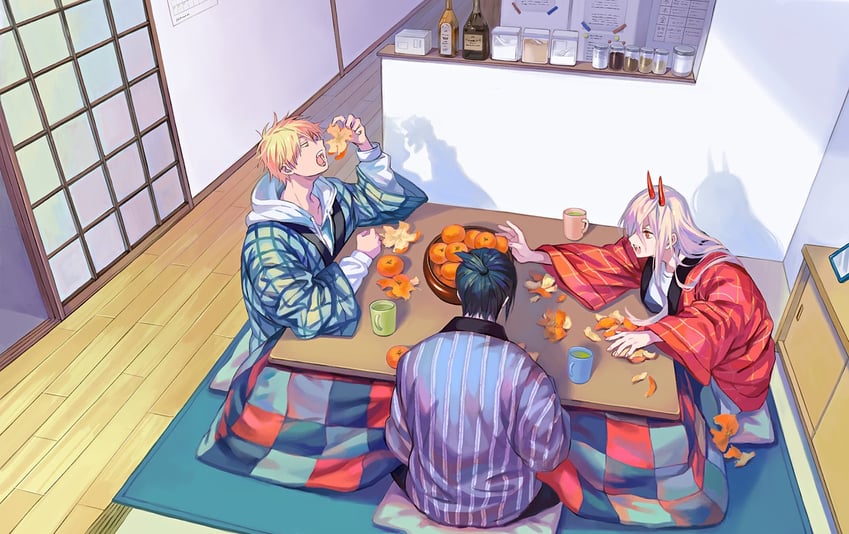 power, denji, and hayakawa aki (chainsaw man) drawn by am88121