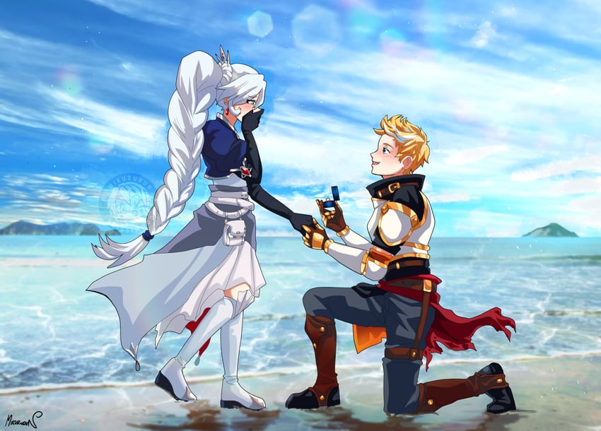 weiss schnee and jaune arc (rwby) drawn by miku_(mikururun)