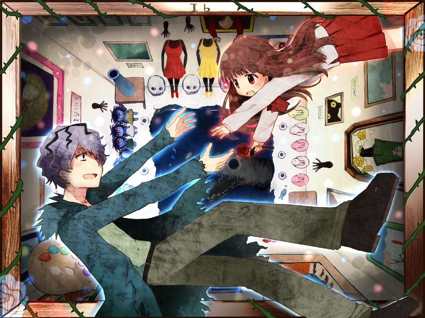 ib, garry, and lady in red (ib) drawn by gum_(vivid_garden)